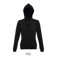SOL'S Spike Women - zipzáros, kapucnis pulóver (black, XL) munkaruha