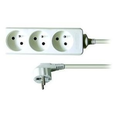 SOLIGHT hosszabbító kábel, 3 csatlakozóaljzat, fehér, 5m kábel és adapter