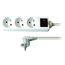SOLIGHT Meghosszabbító vezeték, 3 aljzat, fehér, kapcsoló, 3m kábel és adapter