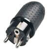 SOLIGHT P76 Gumis lengő dugvilla, egyenes, nedves környezetbe, 220 V/ 16 A/ IP44, fekete