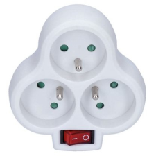 SOLIGHT Splitter adapter kapcsolóval, 3x10A/230V fehér kábel és adapter