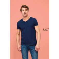 SOLS Póló Sols férfi v-nyakú rövid ujjú férfi (100%pamut 190g/m2) deep black, L