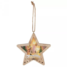 Somogyi Elektronic Fa ablak-, ajtódísz, csillag hóemberrel, melegfehér LED karácsonyi dekoráció