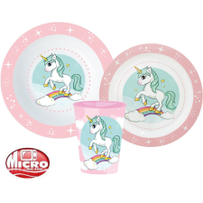 Sonar Unikornis étkészlet, micro műanyag szett 260 ml-es pohárral babaétkészlet