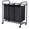 Songmics 3 részes szennyestartó, 3 × 44 l, mozgatható, három kosárral, fekete