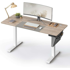 Songmics Állítható magasságú elektromos íróasztal memória funkcióval 60x140 cm, fehér-greige | SONGMICS íróasztal