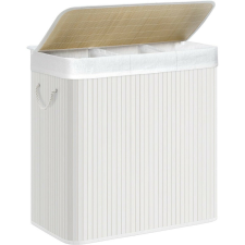Songmics Bambusz kosár szennyestartó 3 rekeszes 3x50L, fehér bútor