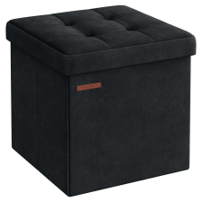 Songmics Bársony tárolópad, összecsukható tárolódoboz, fekete bútor