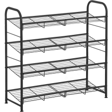 Songmics Cipős szekrény 4 db tárolópolccal, fém, állítható szögű polcok, 28x69x65cm, fekete bútor