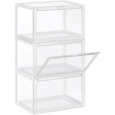 Songmics Cipősdobozok, 3 db egymásra rakható cipőszervező átlátszó ajtóval | SONGMICS bútor