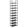 Songmics Cipőtartó állvány, 10 szintes, keskeny cipőtároló, 28x45x173 cm,  fekete