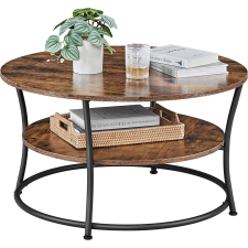 Songmics Dohányzóasztal, kerek kávé asztal polccal, rusztikus barna (LCT80BX) bútor