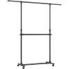 Songmics Dupla Ruhafogas, Állítható Felső Rúddal, Görgős, 113-180 cm, Fekete