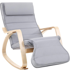 Songmics Fa hintaszék, állítható lábtartóval, maximum 150kg, 67x125x91cm, szürke bútor