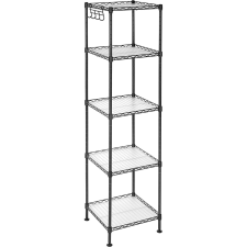 Songmics Fürdőszobai polc 30x30x123,5 cm, bővíthető fém tároló állvány, fekete konyhai eszköz