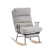Songmics hintaszék fa lábakkal, plüss szövettel, 4 fokozatban állítható háttámlával,  szürke