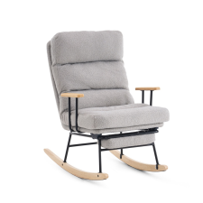 Songmics hintaszék fa lábakkal, plüss szövettel, 4 fokozatban állítható háttámlával,  szürke bútor