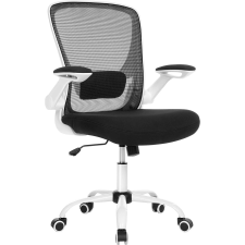 Songmics Irodai szék összecsukható karfákkal, ergonomikus számítógépes szék, fekete-fehér forgószék