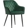  SONGMICS kárpitozott bársony étkezőszék karfával, 110 kg teherbírás, 63x60x85 cm, zöld