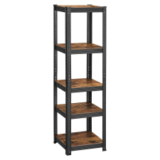 Songmics Könyvespolc, tárolópolc, állítható polcokkal rusztikus barna-fekete bútor