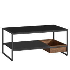 Songmics Modern dohányzóasztal polccal  100x55x45 cm fekete/barna színben bútor