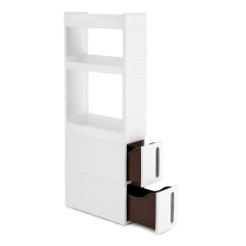Songmics műanyag tároló fiókok kekkel, tárolókocsi 2 fiókkal, 45x17x106,5 cm, fehér fürdőszoba bútor