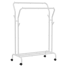 Songmics Nagy teherbírású ruhaakasztó,ruhaállvány kerekekkel és polccal, fehér bútor
