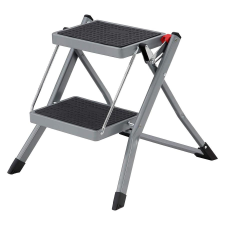 Songmics Összecsukható 2 lépcsős létra, konyhai fellépő, fekete létra és állvány