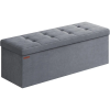 Songmics Összecsukható Puff Tárolópad 38 x 110 x 38 cm,  300 kg teherbírás, szürke