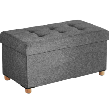 Songmics összecsukható zsámoly puha ülőfelülettel, tárolóhellyel, maximum 300kg, 76x38x40cm, világosszürke bútor