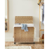  SONGMICS Praktikus guruló rattan szennyeskosár vagy 3 rekeszes törülköző tároló, kivehető mosható bé