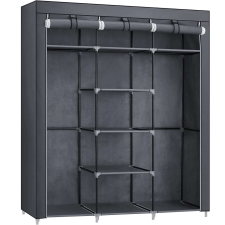 Songmics szekrényrendező, szövetből, 3 rekesszel, 45x150x175cm, szürke bútor