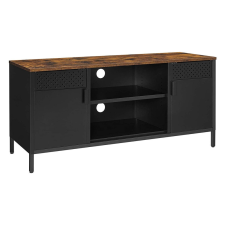 Songmics TV szekrény, 2 ajtóval, polcokkal, rusztikus barna és fekete 120x40x55cm bútor