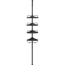 Songmics Zuhany sarokpolc, 4 szintes fürdőszobai zuhanypolc 85-305 cm, Fekete fürdőszoba bútor