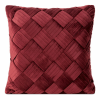  Sonia bársony párnahuzat látványos átfonással Burgundi vörös 45x45 cm