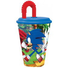 Sonic, a sündisznó szívószálas pohár, műanyag 430 ml babaétkészlet