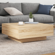 sonoma-tölgy színű dohányzóasztal LED-lámpákkal 80 x 80 x 31 cm bútor