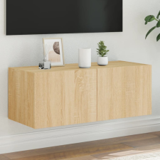 sonoma tölgy színű fali TV-szekrény LED-ekkel 80x35x31 cm bútor