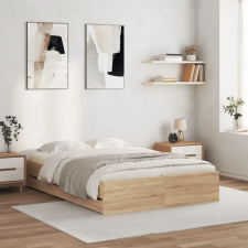  sonoma-tölgyszínű szerelt fa ágykeret fiókokkal 120 x 200 cm ágy és ágykellék