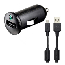 Sony Ericsson Autós töltő USB aljzat (5V / 1200mA + microUSB kábel) FEKETE (AN400 / AN401) (AN400 / AN401) mobiltelefon kellék