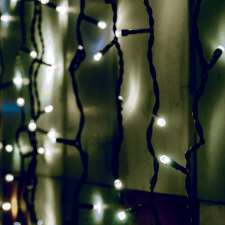  Sorolható fényfüggöny, 204LED, fehér, kültéri karácsonyfa izzósor