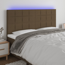 sötétbarna szövet LED-es fejtámla 200x5x118/128 cm ágy és ágykellék