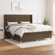  sötétbarna szövet rugós ágy matraccal 160 x 200 cm ágy és ágykellék