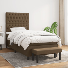  sötétbarna szövet rugós ágy matraccal 90 x 200 cm ágy és ágykellék