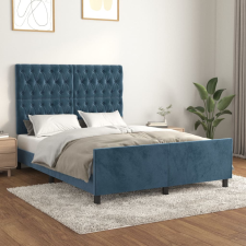 sötétkék bársony ágykeret matrac nélkül 140x200 cm ágy és ágykellék
