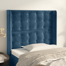 sötétkék bársony fejtámla szárnyakkal 93x16x118/128 cm ágy és ágykellék