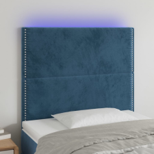  Sötétkék bársony LED-es fejtámla 90x5x118/128 cm ágy és ágykellék