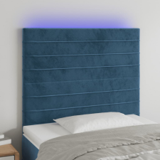  sötétkék bársony LED-es fejtámla 90x5x118/128 cm ágy és ágykellék