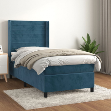  sötétkék bársony rugós ágy matraccal 100 x 200 cm ágy és ágykellék
