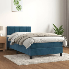  sötétkék bársony rugós ágy matraccal 90x190 cm ágy és ágykellék